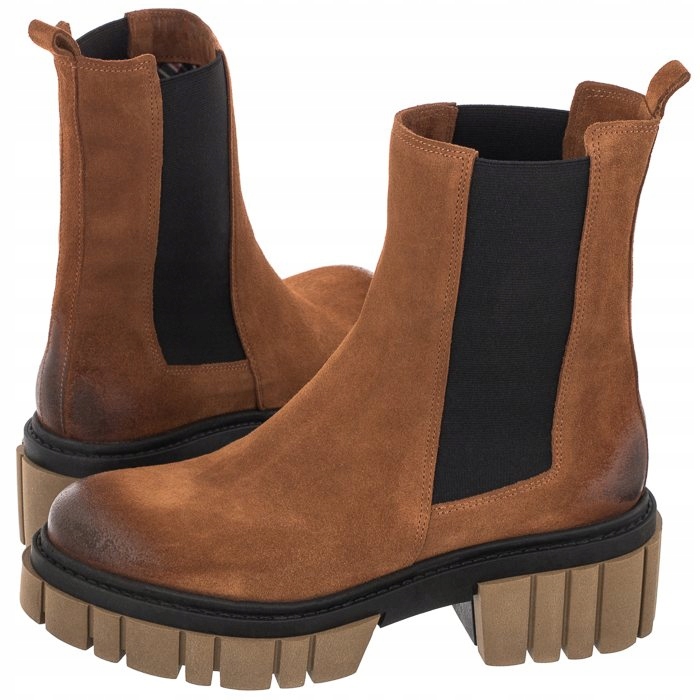 

Buty Damskie Botki Sztyblety Nessi Brązowe 21118