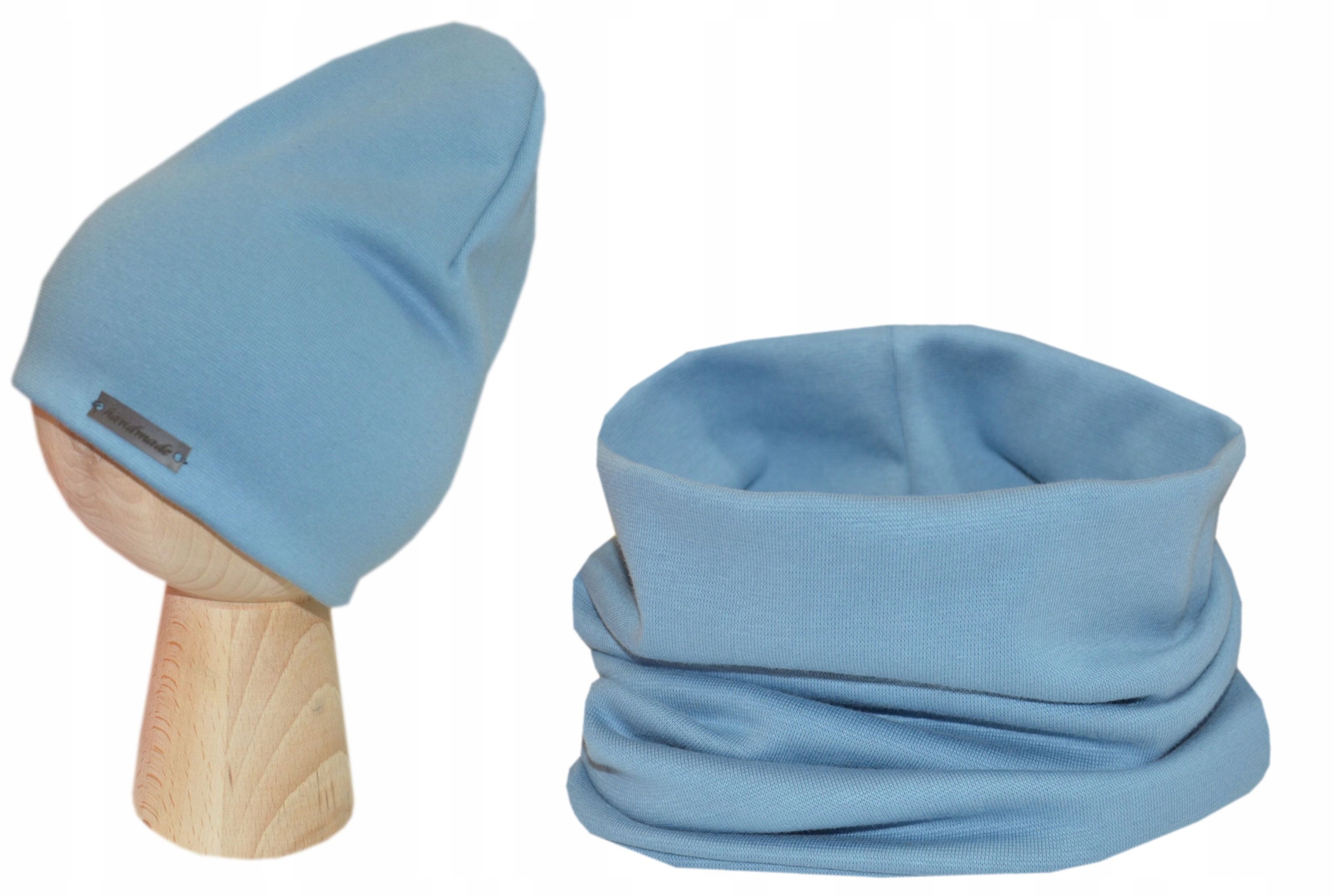 

Komplet czapka i komin gładka 50-54cm brudny nieb