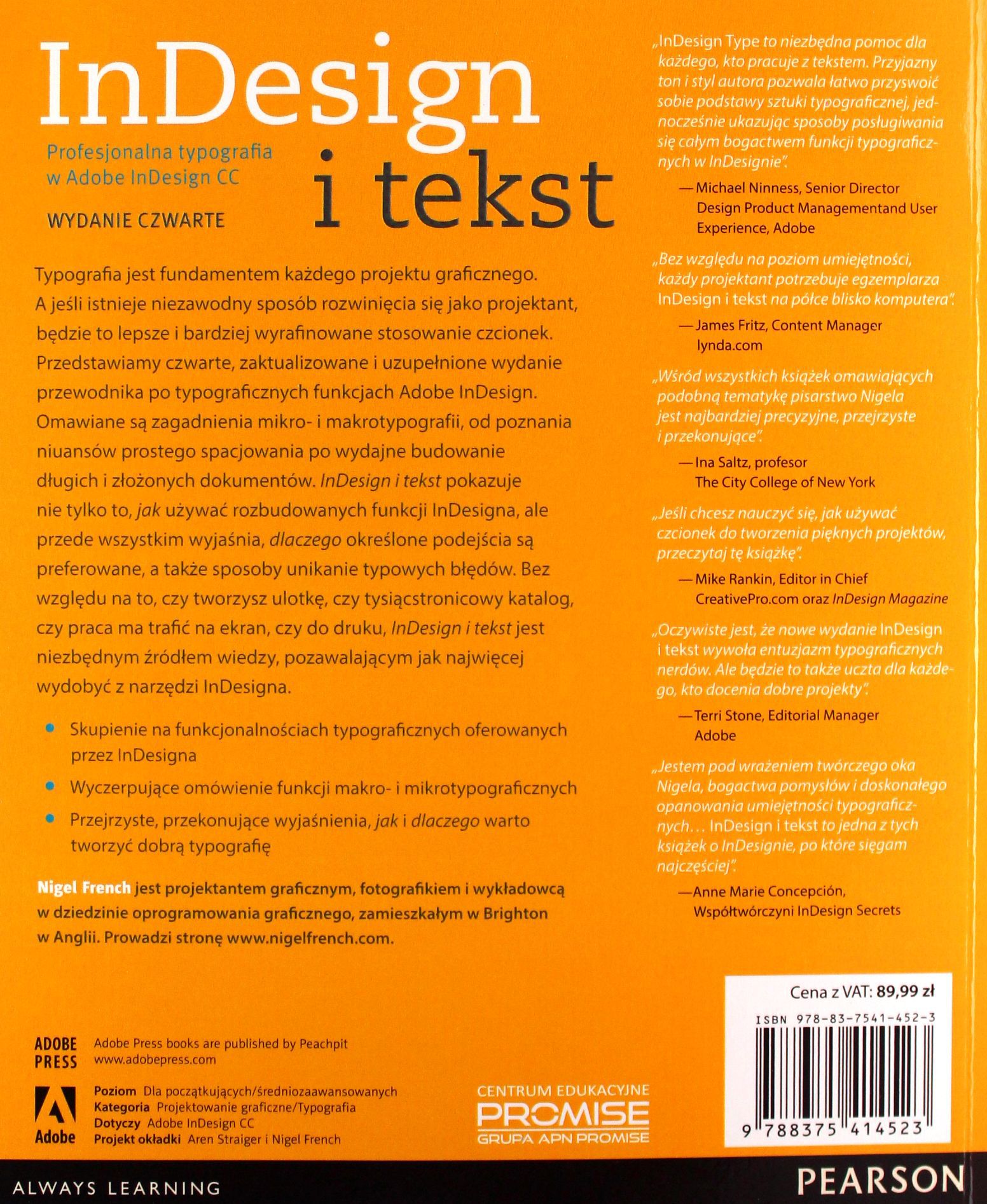INDESIGN I TEKST PROFESJONALNA TYPOGRAFIA W ADOBE Stan opakowania oryginalne