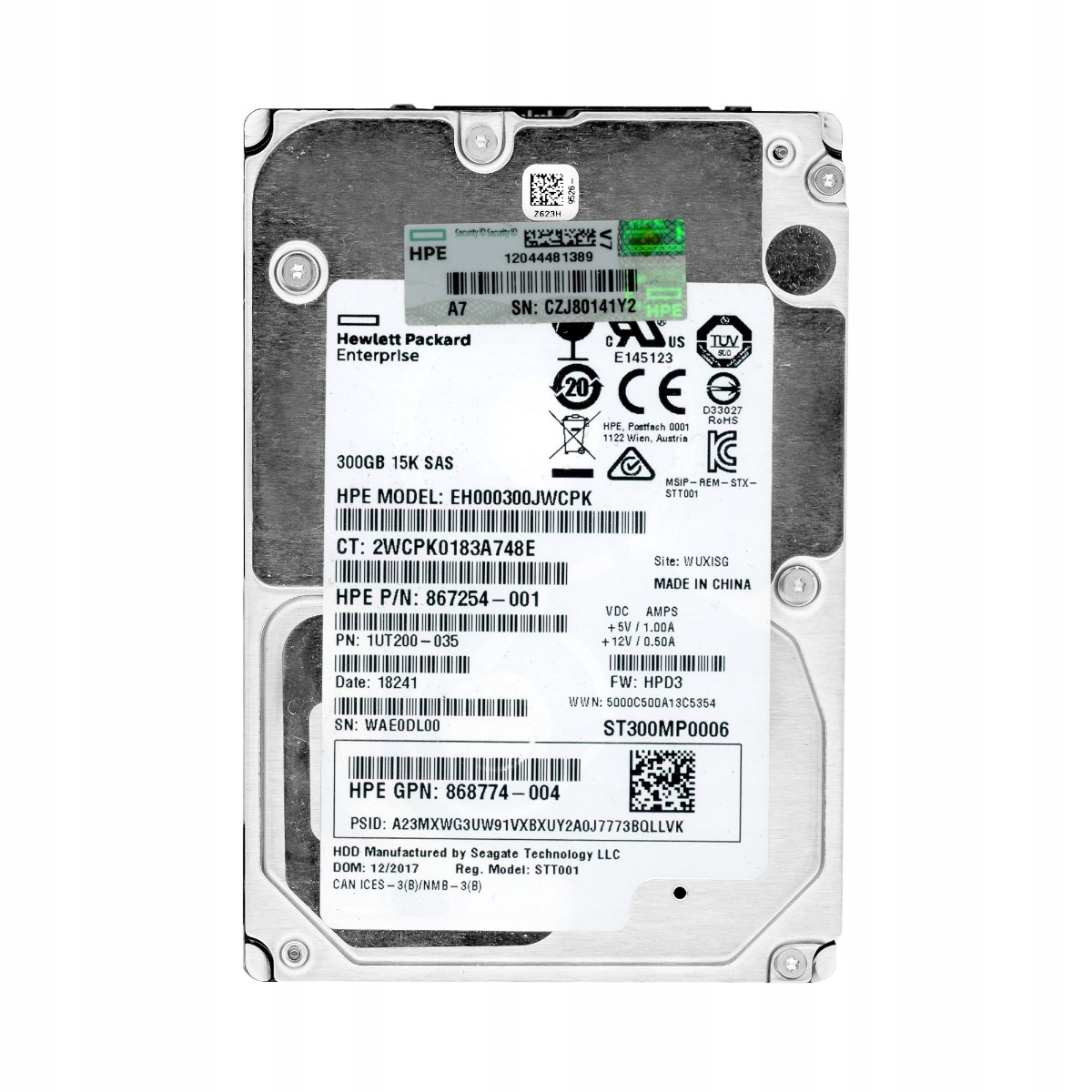Hpe 867254-001 300GB 15K 256MB SAS-3 2.5'' EH000300JWCPK