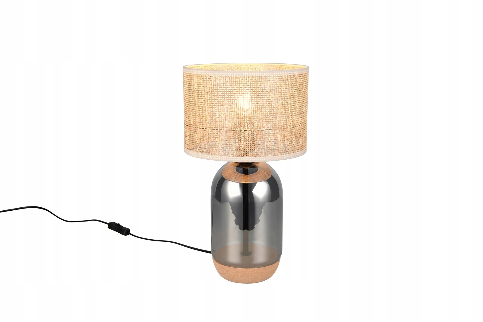 Trio Stolová lampa Tara 43 cm, sklenená, chróm, prútené tienidlo E27 10W