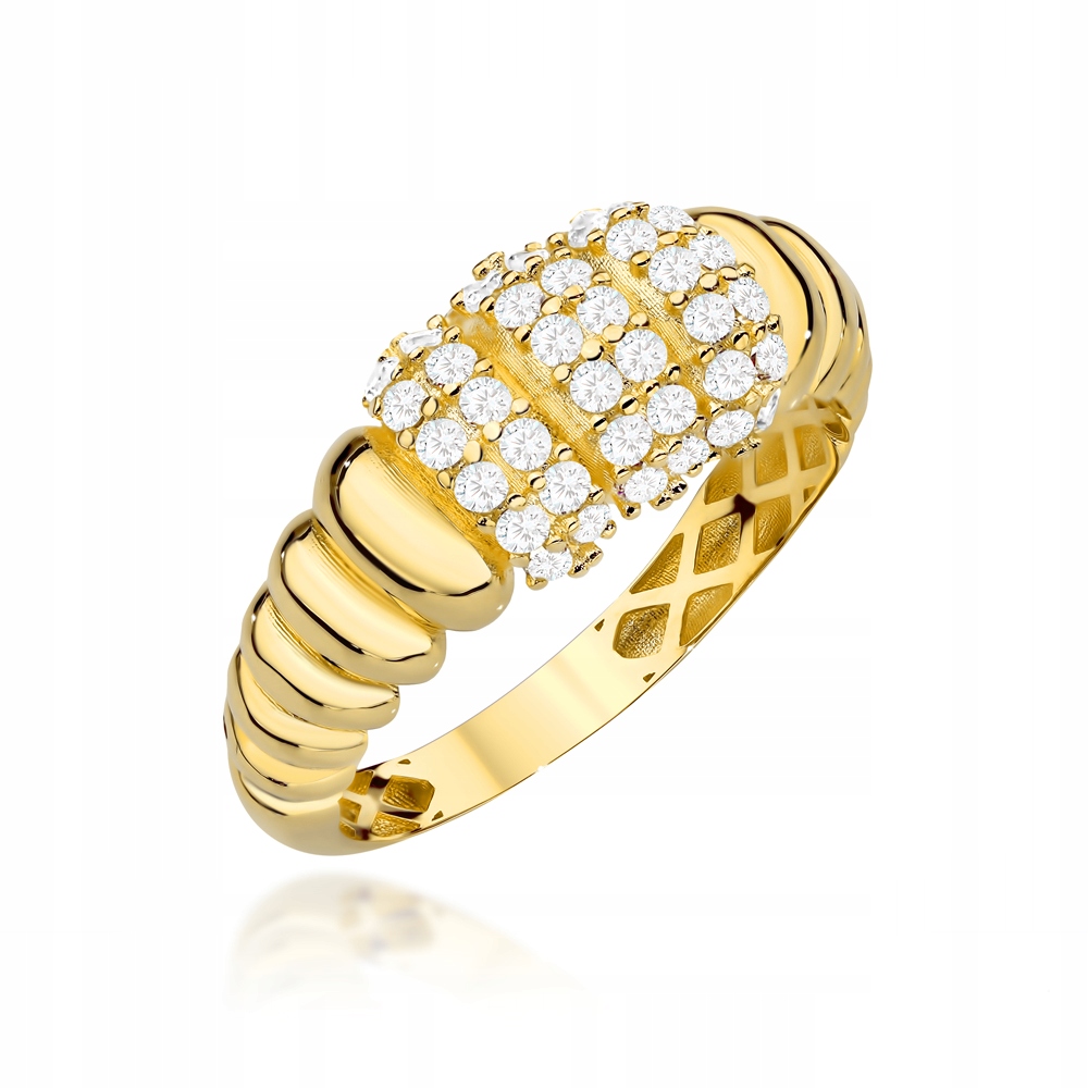 Zlatý prstýnek 585 s bílými zirkony 12r jako dárek pro ni 1.87 g