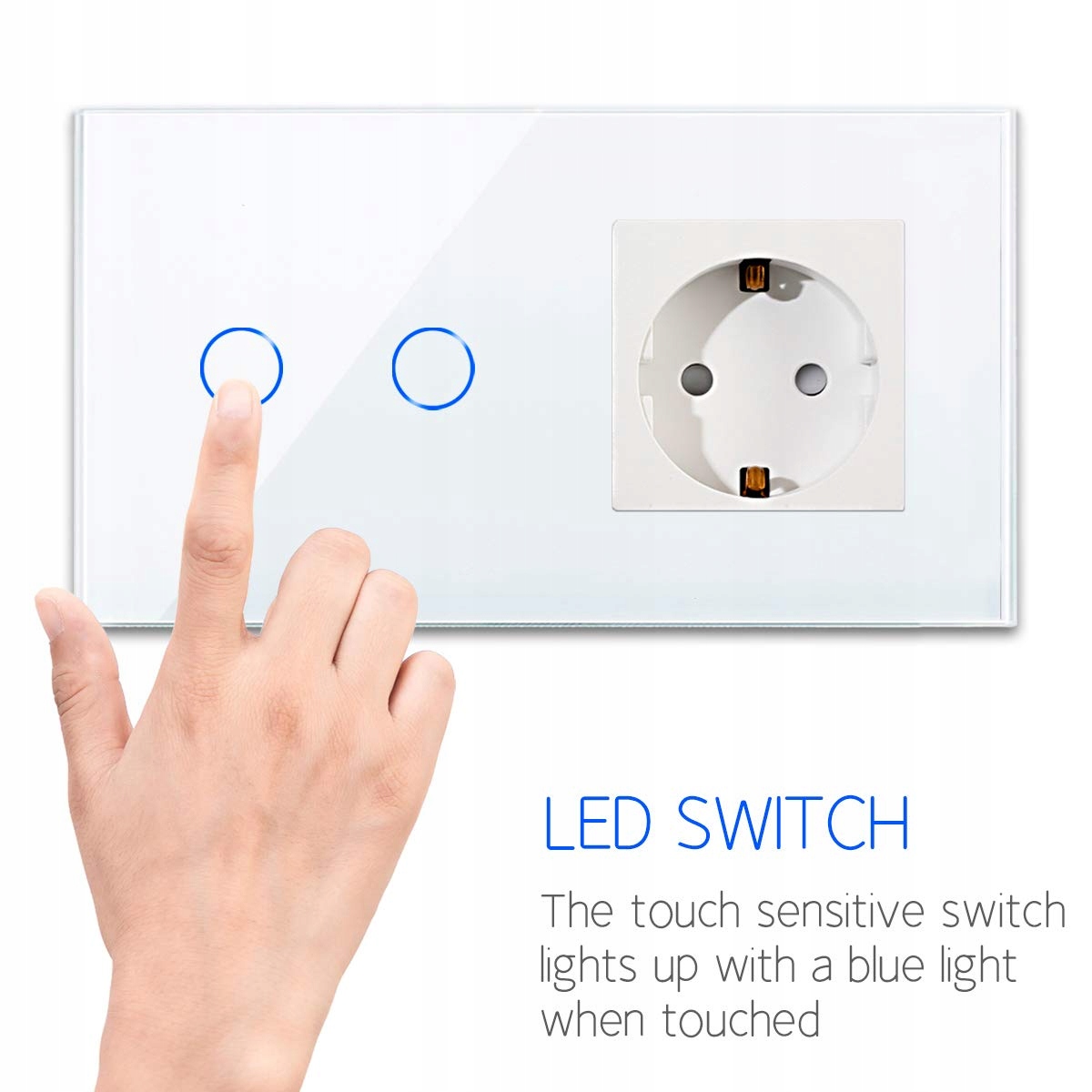 CNBINGO Inteligentny Włącznik Dotykowy Z Gniazdkiem Schuko Biały WiFi Alexa — miniatura 2