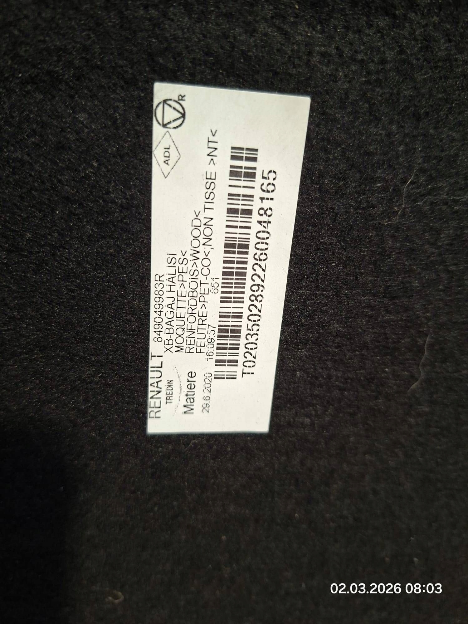mats floor boot Renault Clio V 849049983R