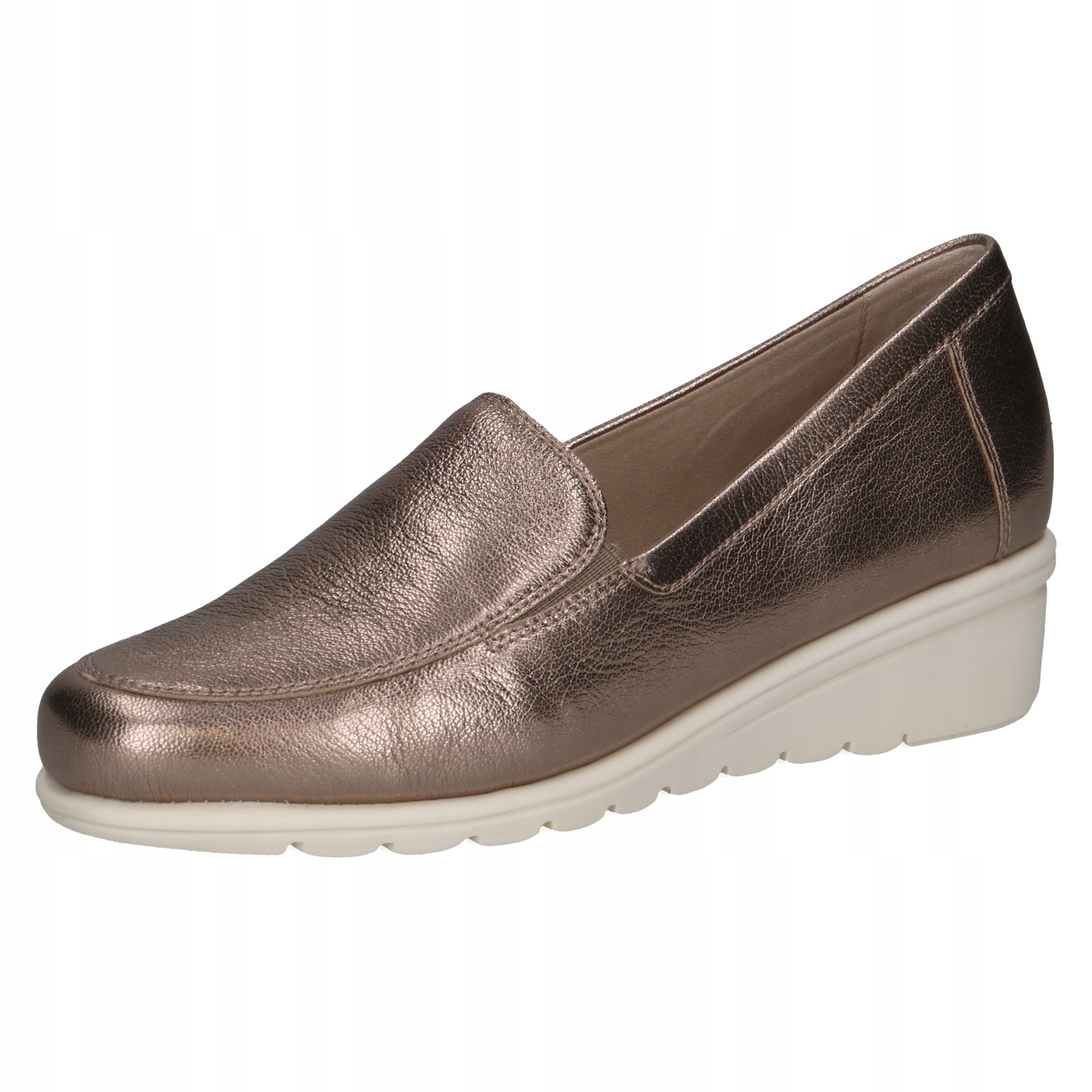 Pohodlné dámské kožené polobotky metalické/zlaté Ann [24701-42-341] vel. 38