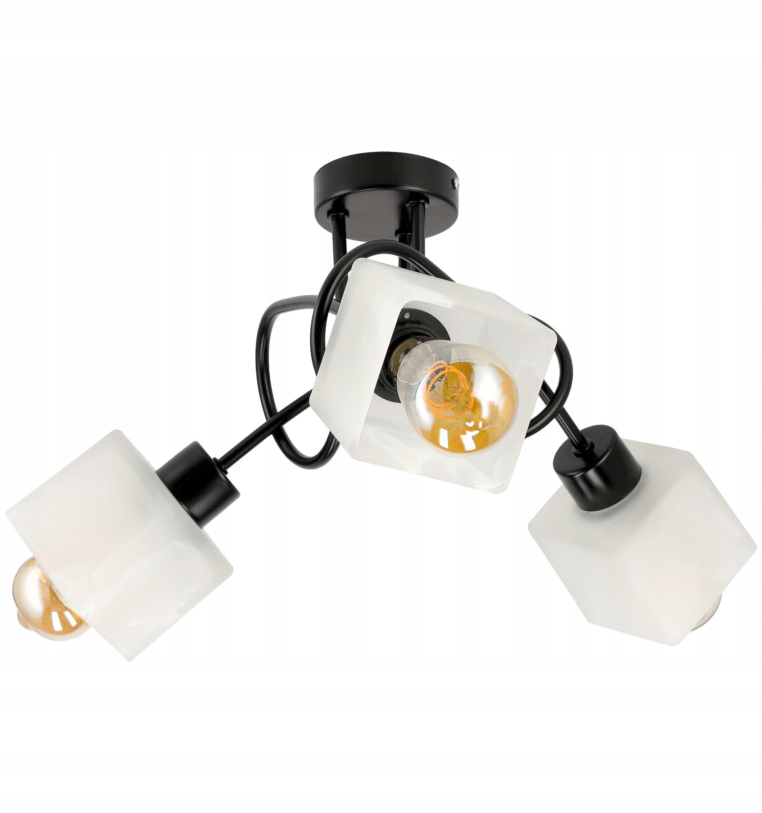 Závěsná stropní lampa Loft Zavinovací 3xE27 do obývacího pokoje Skleněná Mléčná