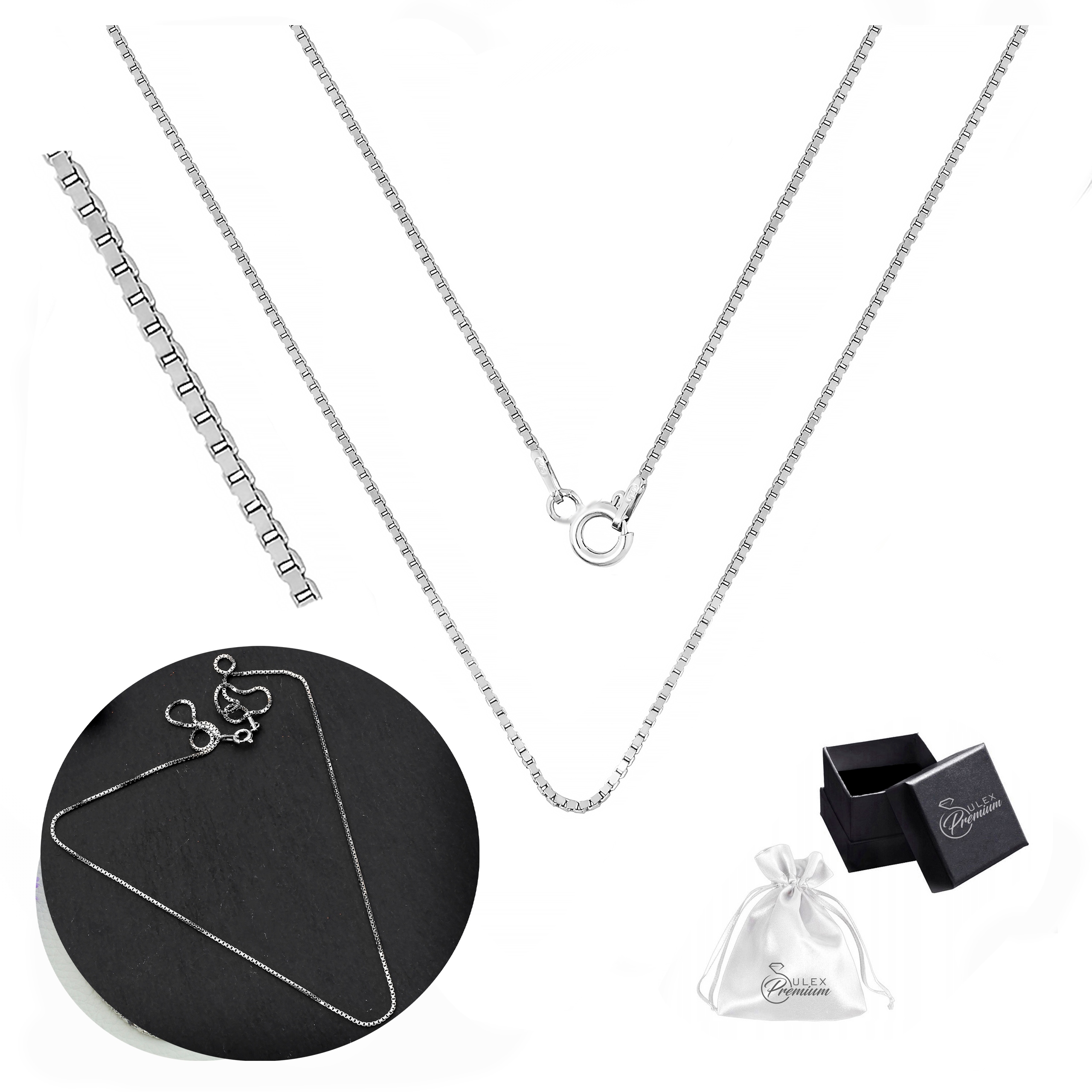 Stříbrný Řetízek ryzost 925 Rhodiovaný splétaný Benátská kostka 60 cm x 1 mm