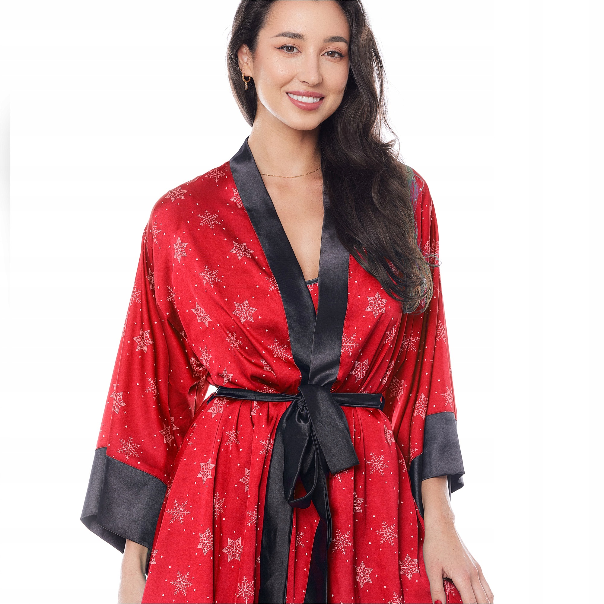 Dámský Peniuar Anais Aster Robe Red Červený Vánoční župan Velikost Xs