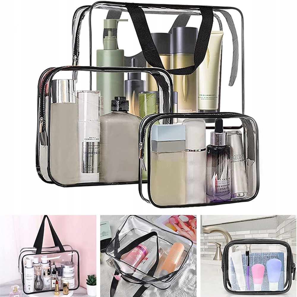 KOSMETYCZKA PRZEZROCZYSTA PODRÓŻNA ZESTAW 3 SZT! Kod producenta 5902340328910