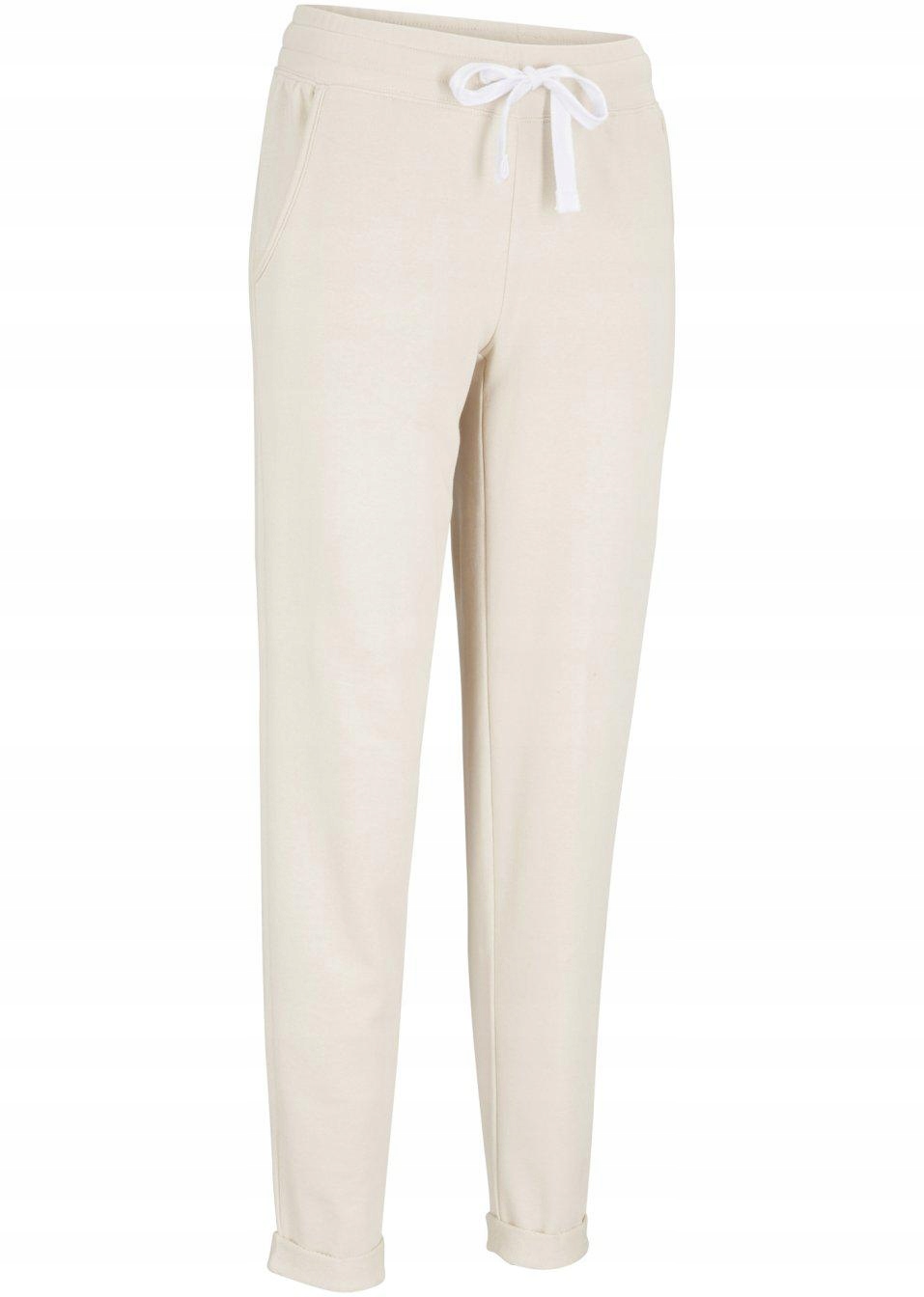 FI5017 BEŻOWE SPODNIE DRESOWE DAMSKIE__40 Wzór dominujący bez wzoru