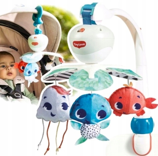 Tiny Love Karuzela 3w1 łóżeczka fotelika wózka podróżna Skarby Oceanu Blue