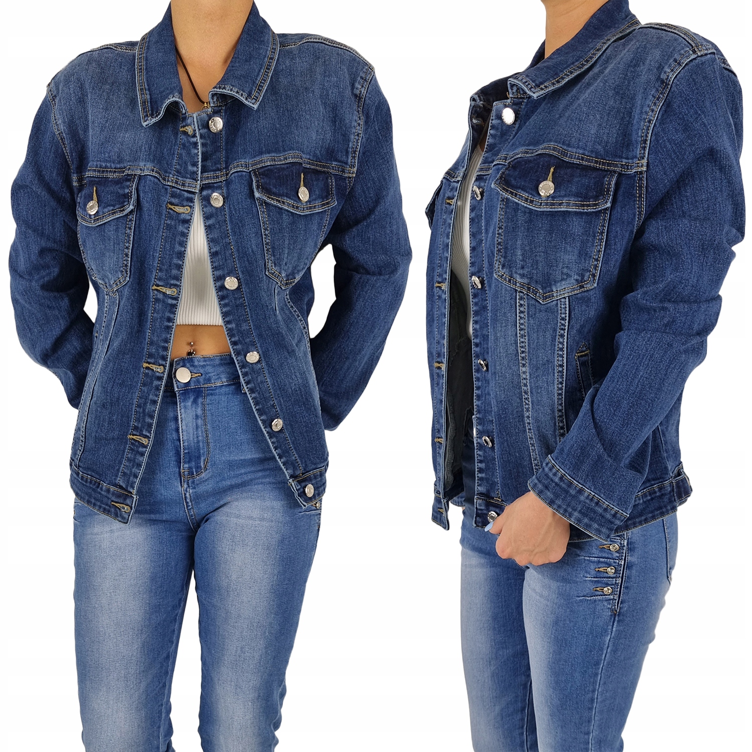 Katana Damska Duże Rozmiary Oversize Luźna Kurtka Jeansowa Sportowa Jeans