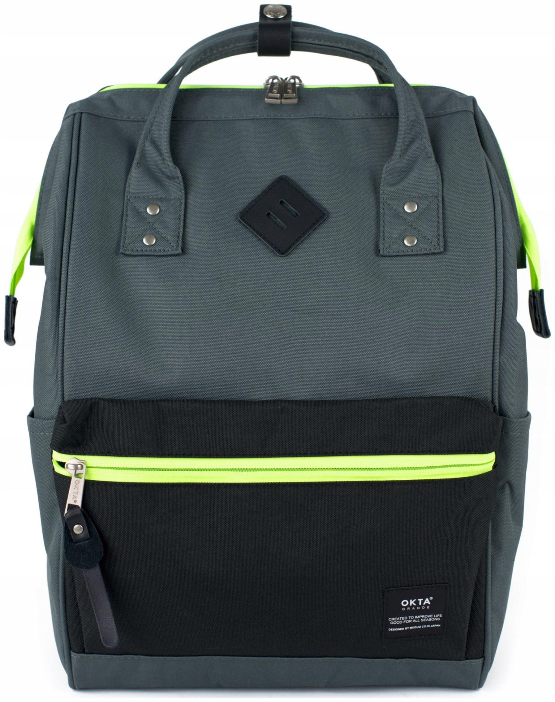 Batoh na notebook Himawari Okta Neon M do práce do školy, prostorný, šedý