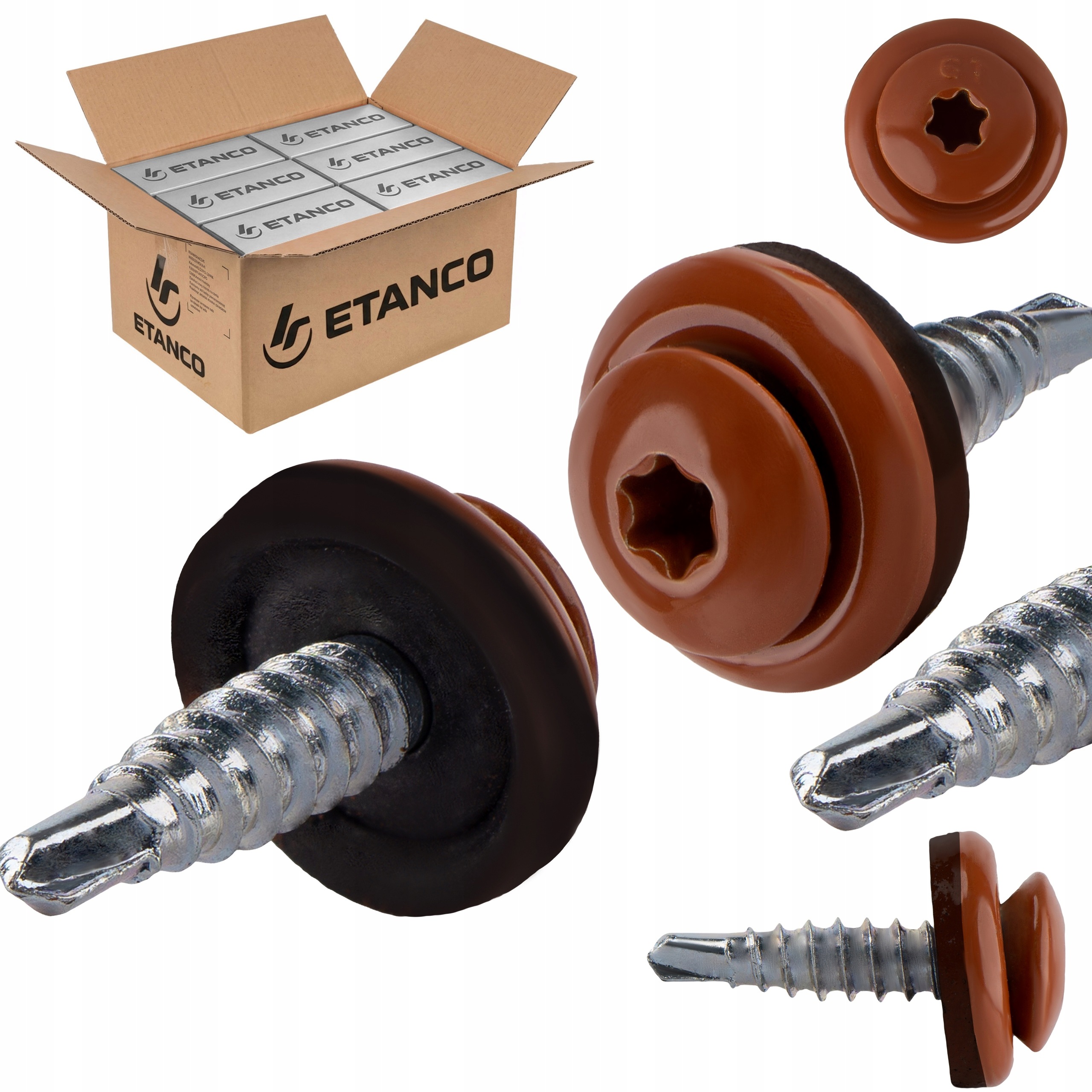 Farmářské vruty Torx 4,8x20 mm Ral 8004 1500 ks do plechu Etanco Gtf 02P
