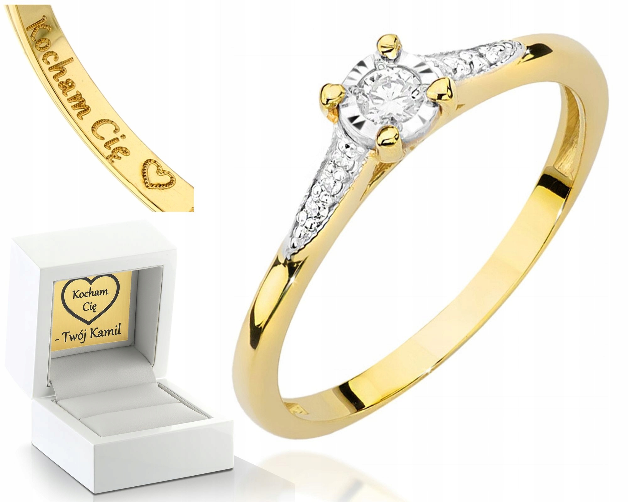 Zlatý Prstýnek S Diamanty Gravírování Bonus 585 Zlato Jako Dárek