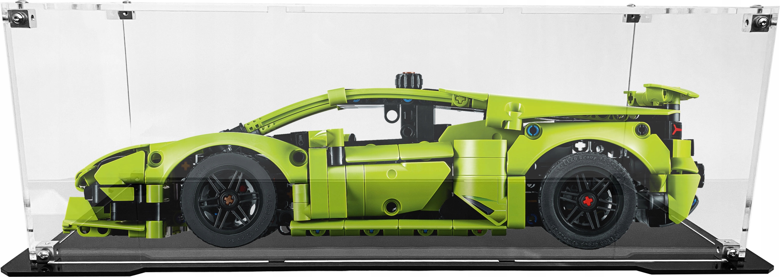 Vitrína s černou základnou pro stavebnici Lego 42161 Lamborghini Huracán Tecnica