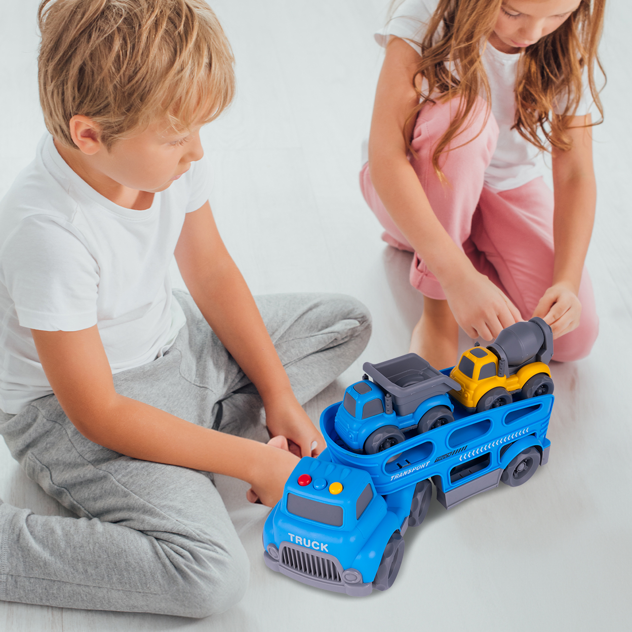 AUTO LAWETA CIĘŻARÓWKA SAMOCHODZIKI DLA DZIECI SAMOCHÓD BETONIARKA DZWIĘK Model 112064