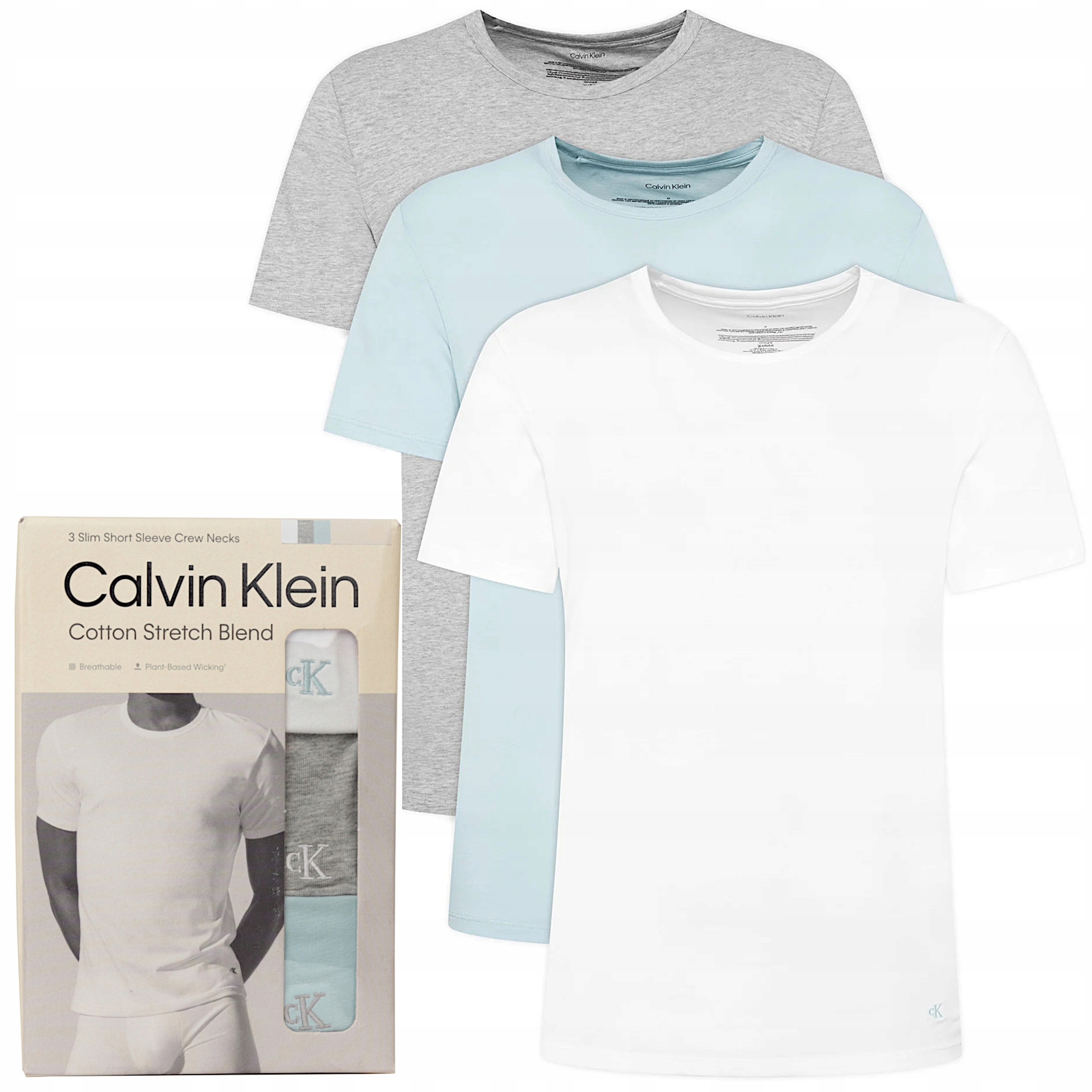 Tričko Calvin Klein pánské 3 balení sada slim fit bavlna s tkaným logem vel. S