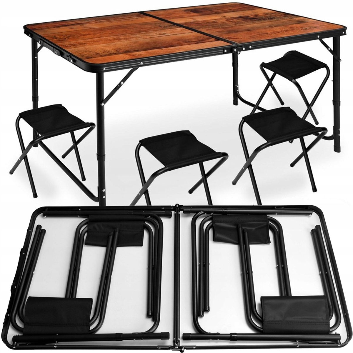 Skládací dřevěný stůl 120x60 cm 4x stolička