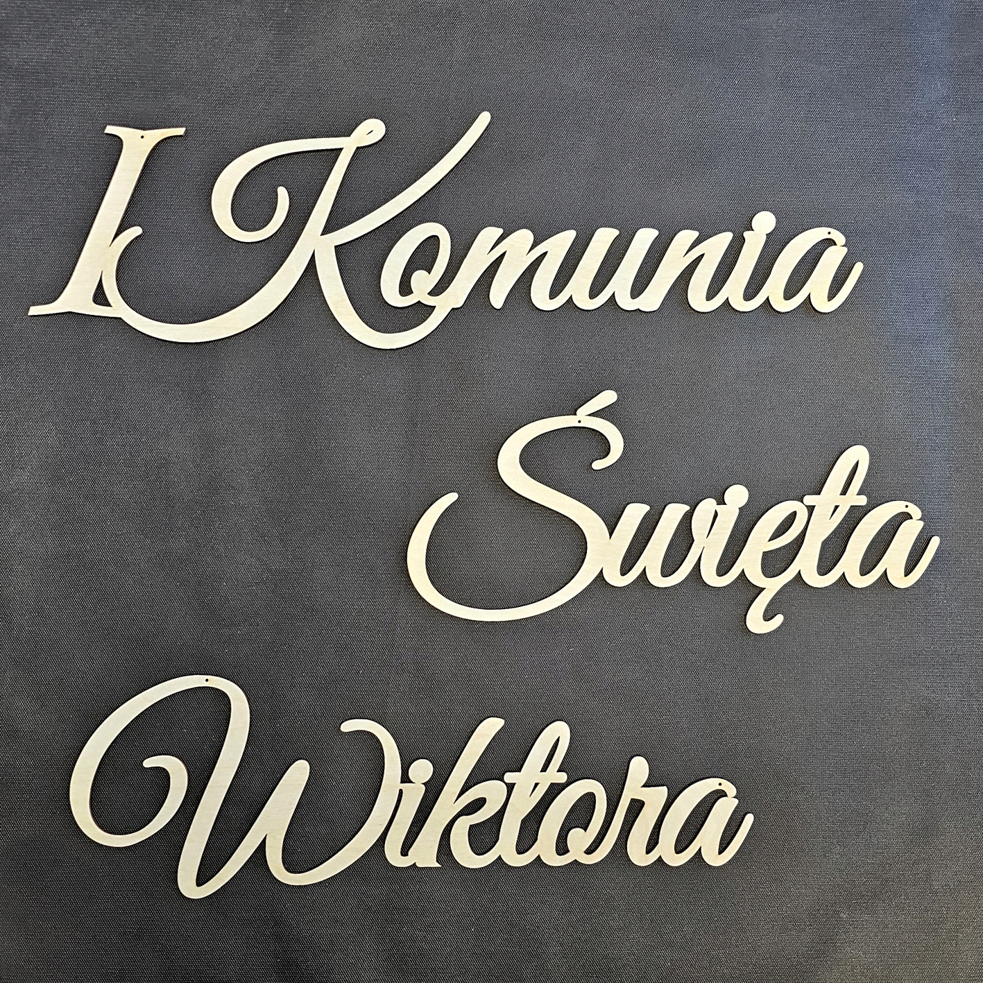 Nápis dřevěný I Svaté Přijímání s jménem dekorace o tloušťce 3 mm