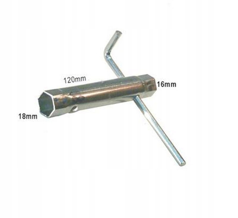 KLUCZ DO ŚWIEC RURKOWY 2w1 16/18mm STALOWY 120mm Marka JMP