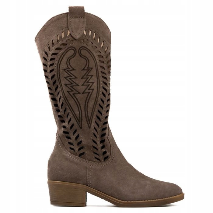 Zemité Kozačky Kovbojské Boty Vzor Kožené Semišové 36