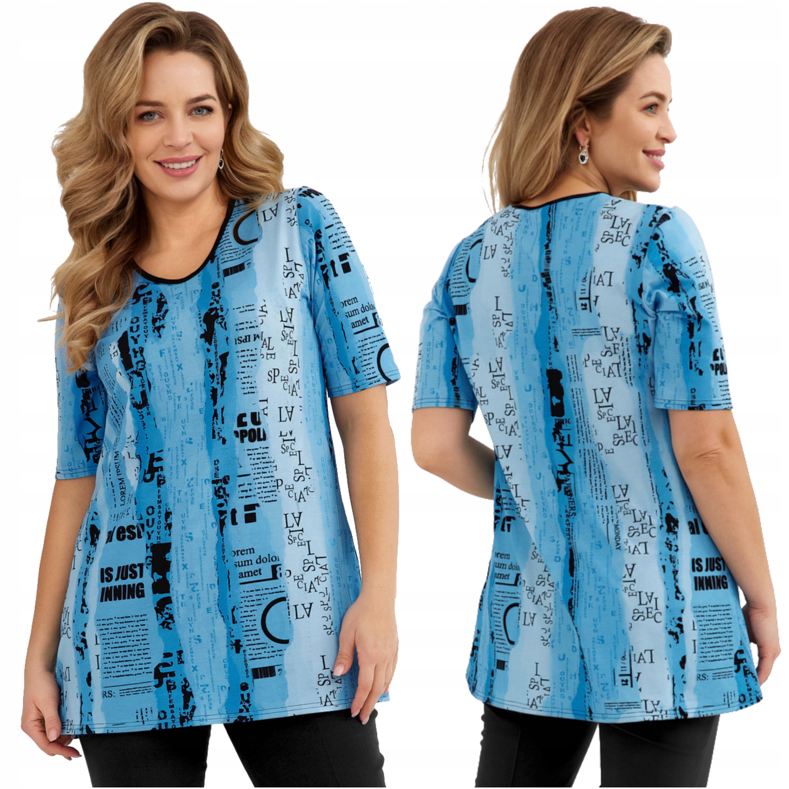 Dámská tunika s velkými rozměry Plus Size Krátký rukáv Polský Výrobce Mikina