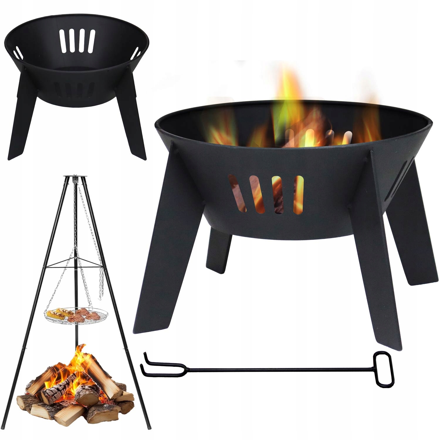 Záhradné Ohnisko Trojnožka Rošt Set Na Grilovanie Ohnisko Z Nehrdzavejúcej Ocele