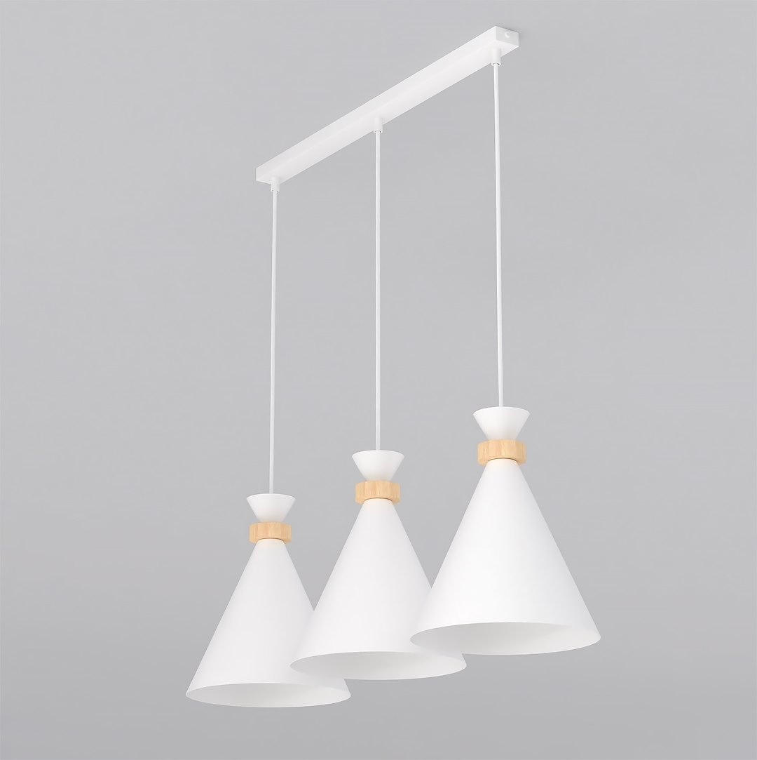 Závesná lampa 3-plameňová, oceľová, biela, E27, moderná, minimalistická