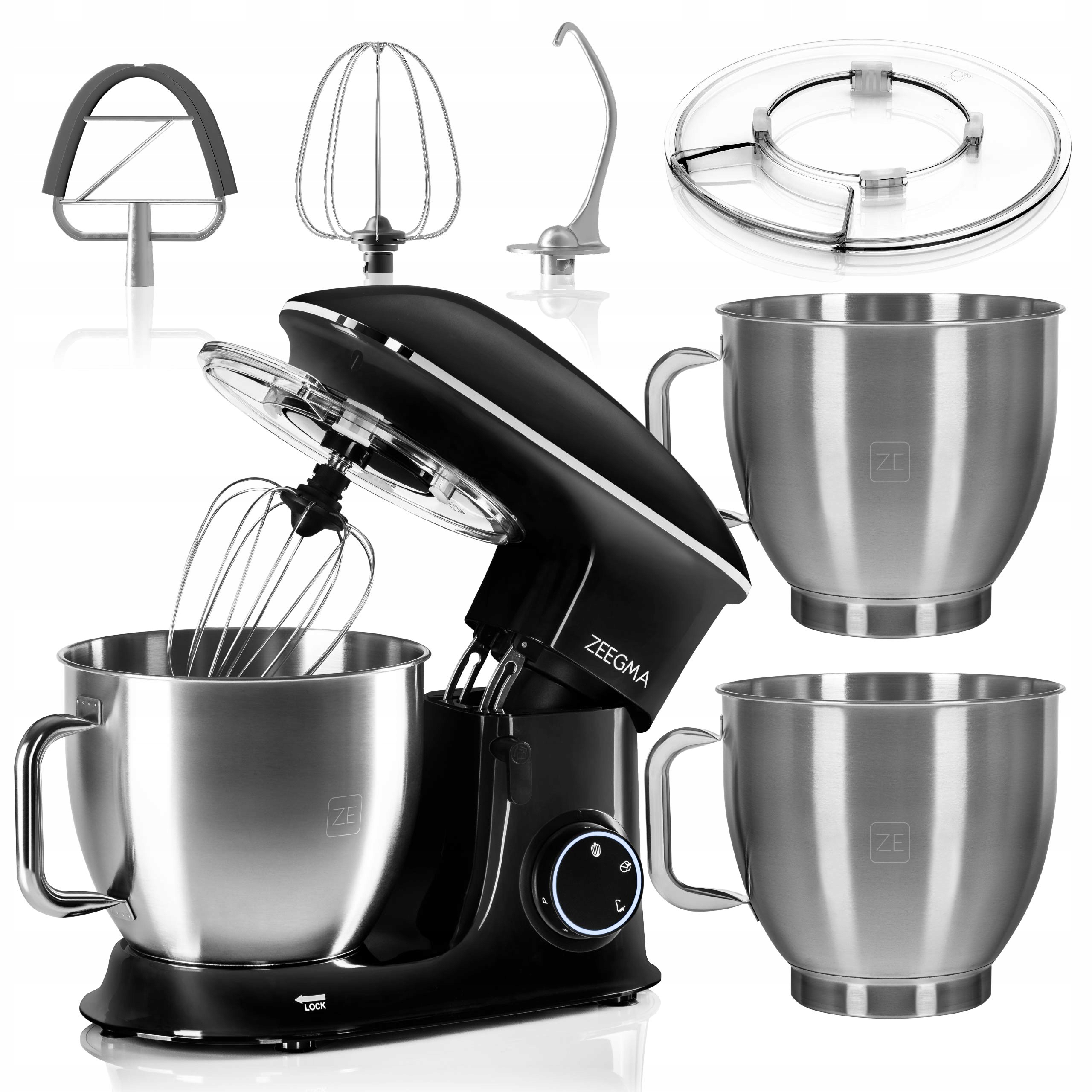 Planetární Kuchyňský Robot, Mixér 6,5 L, 2200 W, 3 Míchadla, Mísa