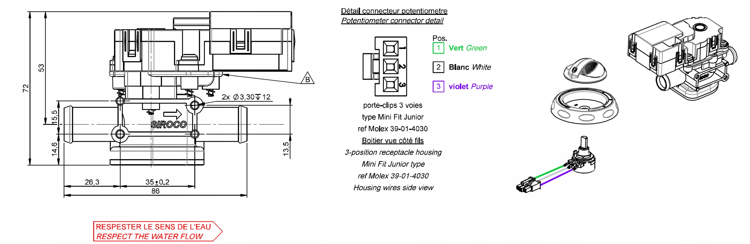 Elektrozawor wody 24V z plynna regulacja 16mm Part manufacturer Siroco