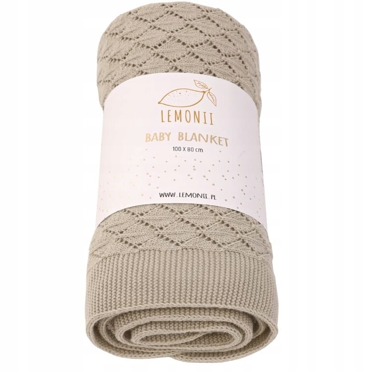 

Kocyk dla dziecka ażurowy bawełniany tkany Lemonii