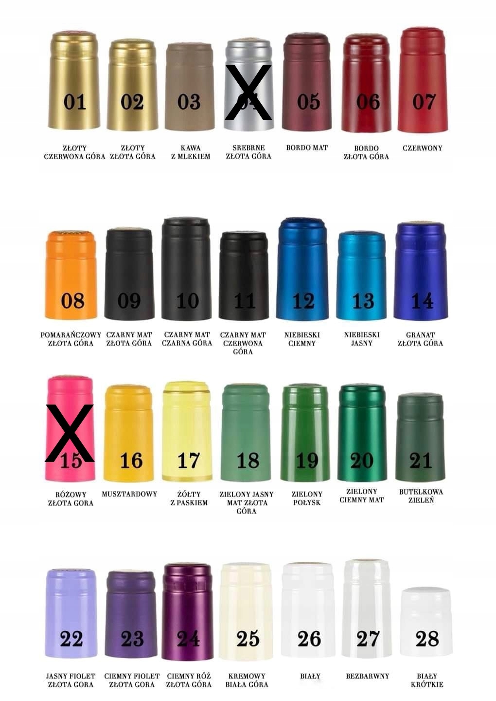 10X KAPTURKI TERMOKURCZLIWE KOLORY Kod producenta 10X KAPTURKI