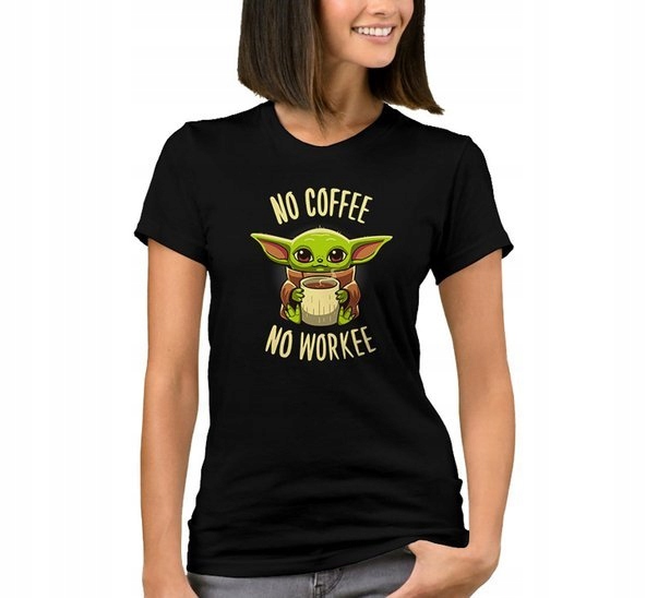 

Bluzka damska prezent Baby Yoda No coffee XL