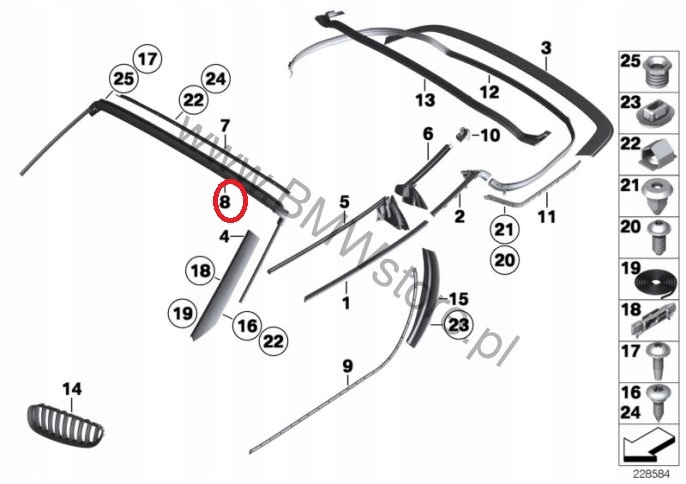 51 76 - BMW Z4 E89 прокладка лобового стекла новый оригинал