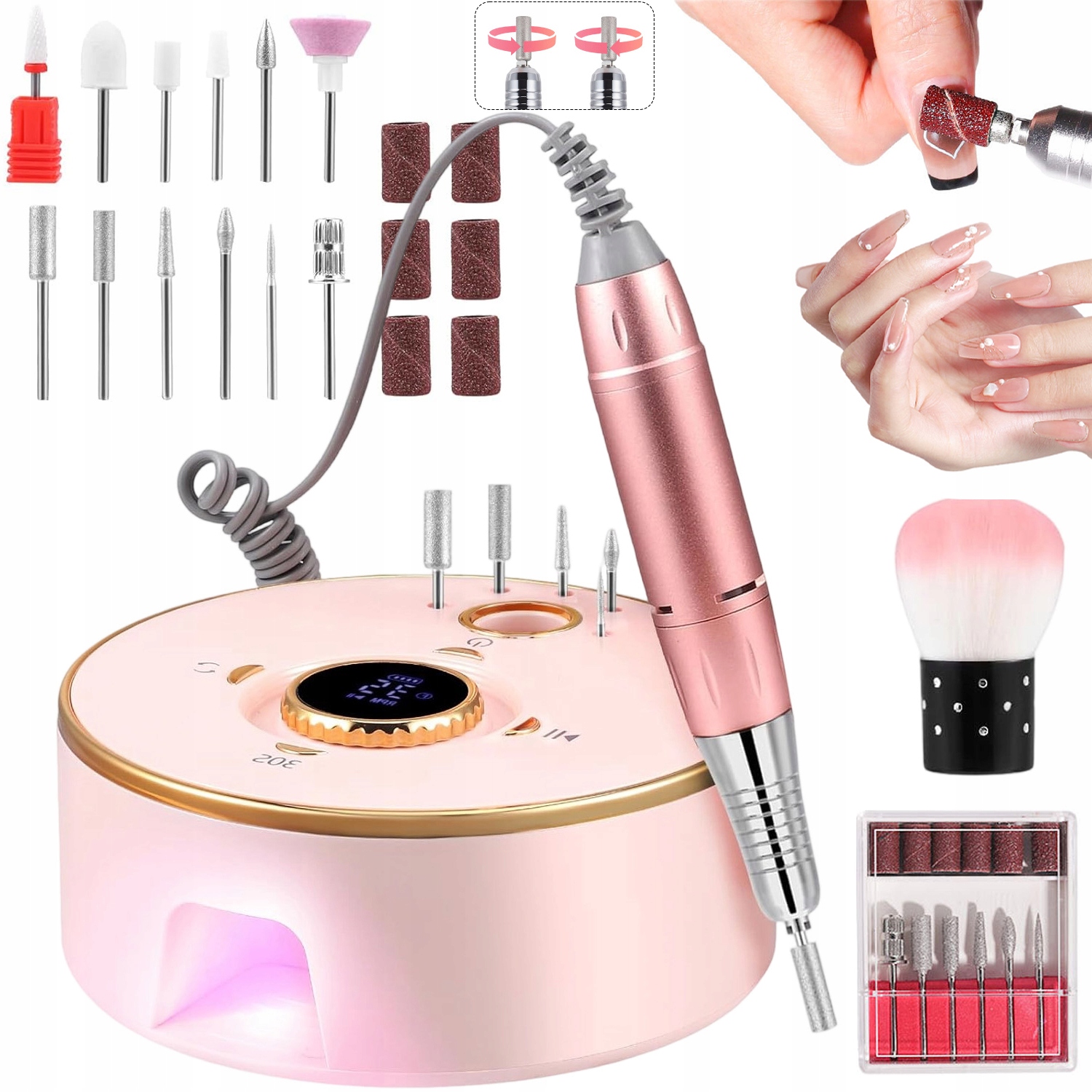 Bruska Manikúra Pedikúra Sada S 12X Brusnými Hlavami