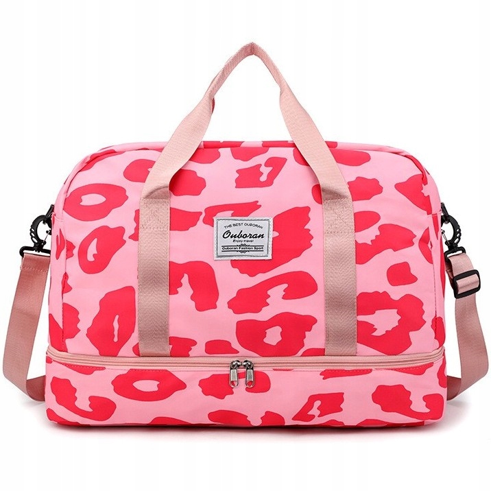 Torba Damska Sportowa Treningowa Siłownię Podróżna Różowa Kieszeń Na Buty