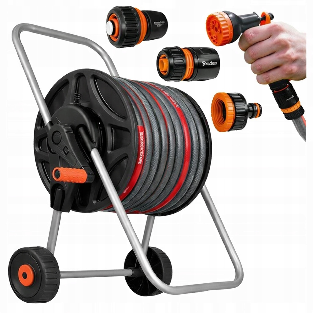 Záhradná Hadica Na Kočíku Bubon Navíjač Set Zalievanie 1/2 50 m Poľský Vartco