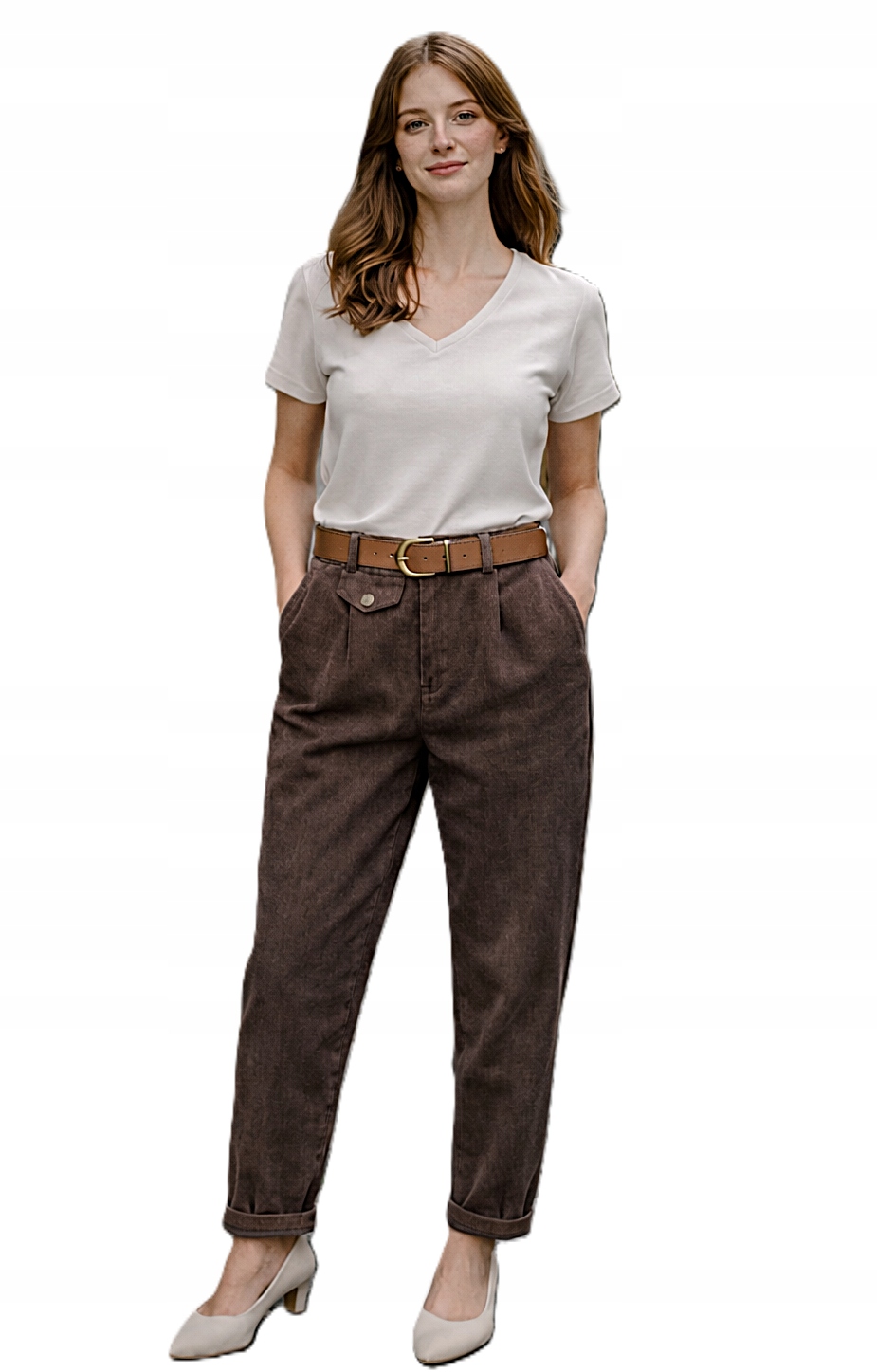 dámské italské manšestrové kalhoty čokoláda hnědá Lamya