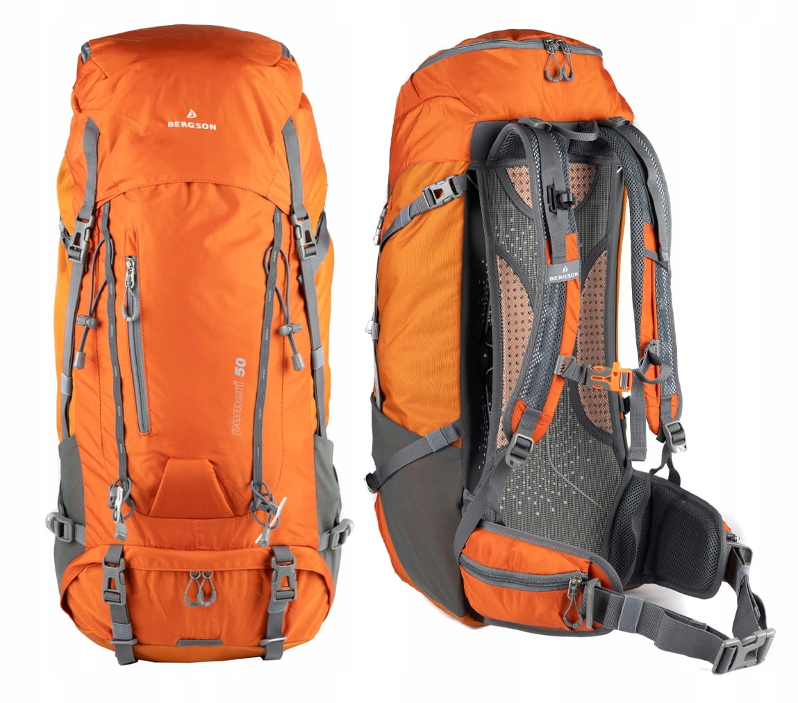Plecak Bergson Turystyczny Trekingowy Pumori 50 L Pomarańczowy z Pokrowcem