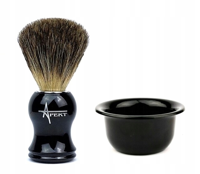 Štětka na holení z jezevčího kelímku na mýdlo Kelímková miska Sada