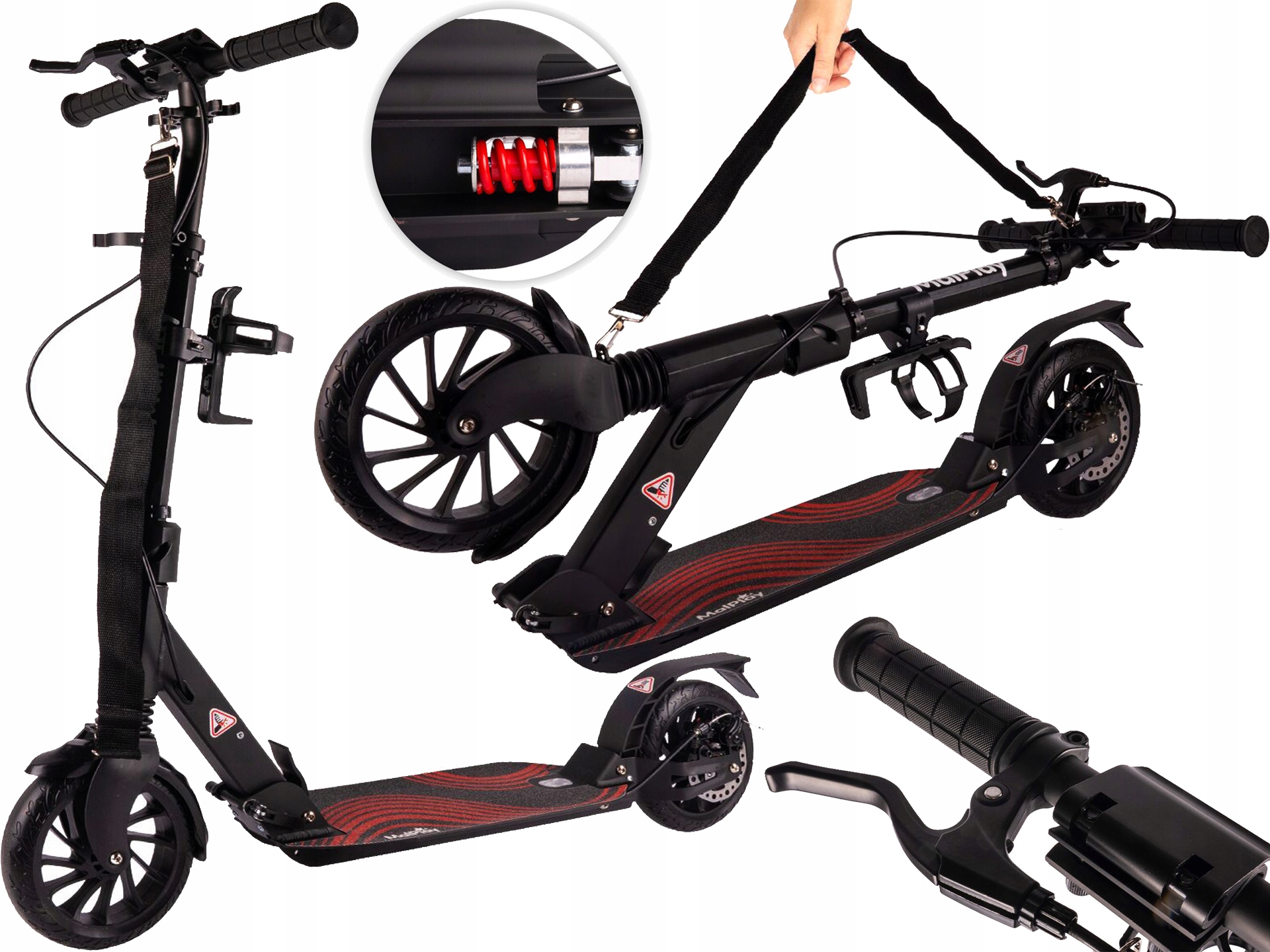 Hulajnoga Miejska Składana Regulowana Hamulec Amortyzator Łożyska ABEC-9