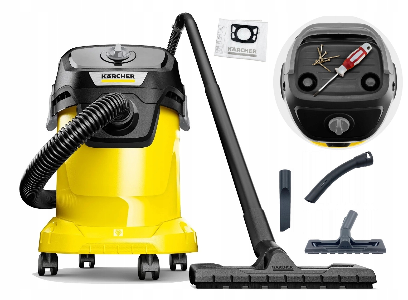 Odkurzacz przemysłowy Power Karcher WD3 New Bezworkowy XXL Max Turbo Black