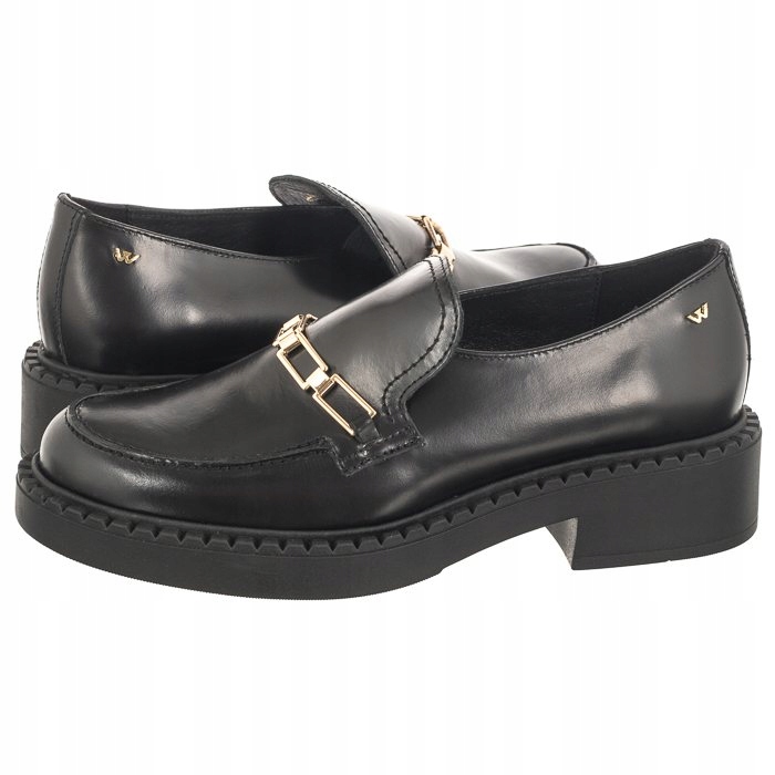 Dámské kožené mokasíny Wojas černé 46240