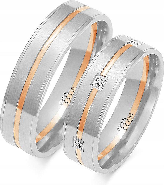 Snubní prsten z růžového zlata 585, 23 24 25, módní svatební kolekce