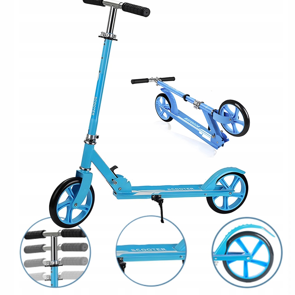 Hulajnoga miejska składana 78-104cm regulacją dwukołowa Niebieska