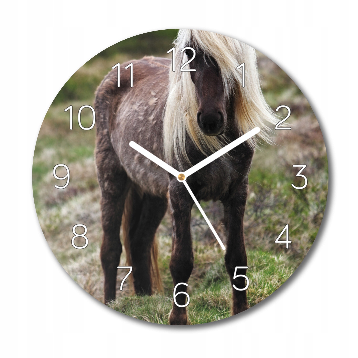 

Koń irlandzki trawa z grafiką zegar szklany fi 30