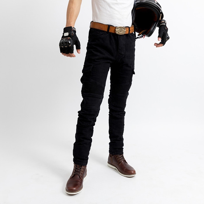 SPODNIE MOTOCYKLOWE BOJÓWKI MĘSKIE JEANSY KEVLAR Rozmiar XL