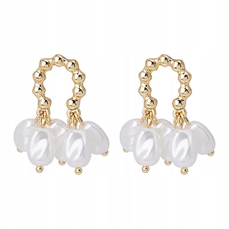 

Kolczyki sztyfty złote kiście grona perły perełki