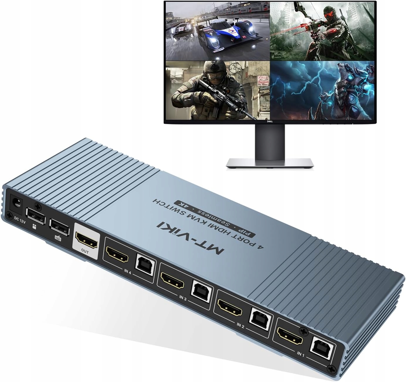 Przełącznik MT-VIKI Multiviewer 4K Quad HDMI KVM 4x1 z PIP POP